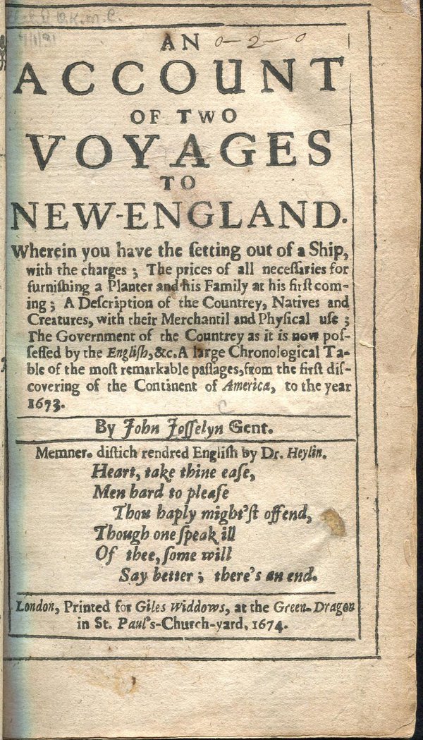 An Account of Two Voyages to New England