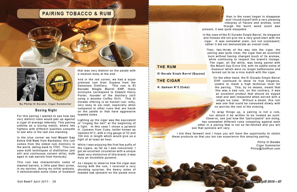 April 2013 Tobacco &amp; Rum:  Boxing Night