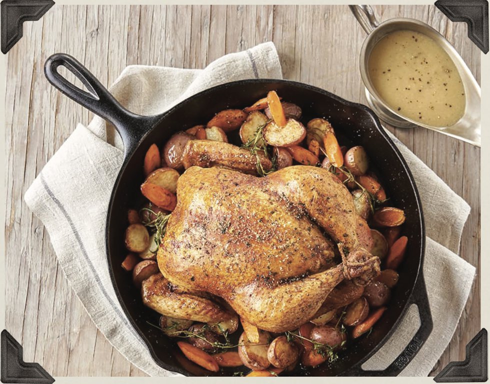Roasted Chicken with Pear-Rum Gravy