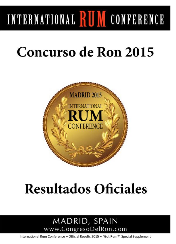 2015 International Rum Conference Rum Tasting Competition Results